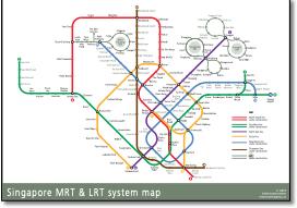 Singapore MRT & LRT train / rail map